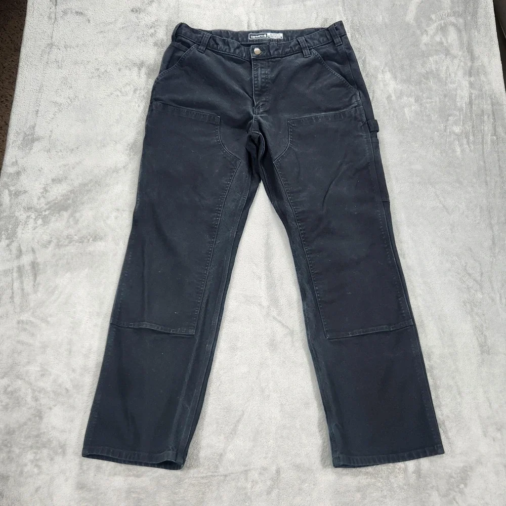 Carhartt Rugged Flex Pants Mens 36x32 Black Relaxed Duck Double Front Carpenter